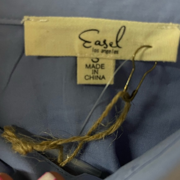 Easel Los Angeles Short Sleeve Button Down Poplin Shirt, blue, sizes s,m,l - Picture 4 of 6